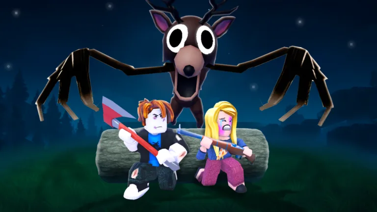 Official Roblox screenshot for 99 Nights in the Forest used as visual context